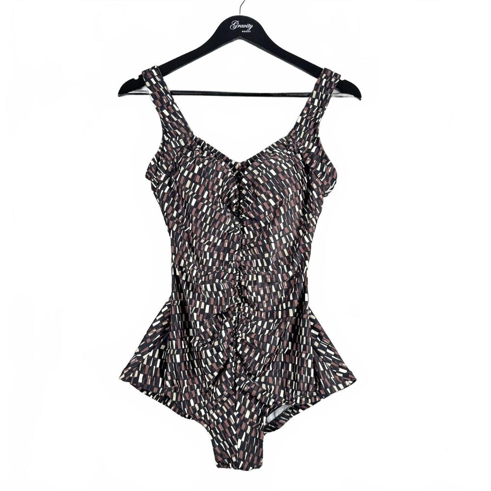 Women's One-Piece Swimsuit Maxine of Hollywood‎ Brown Geometric Pattern Size 10